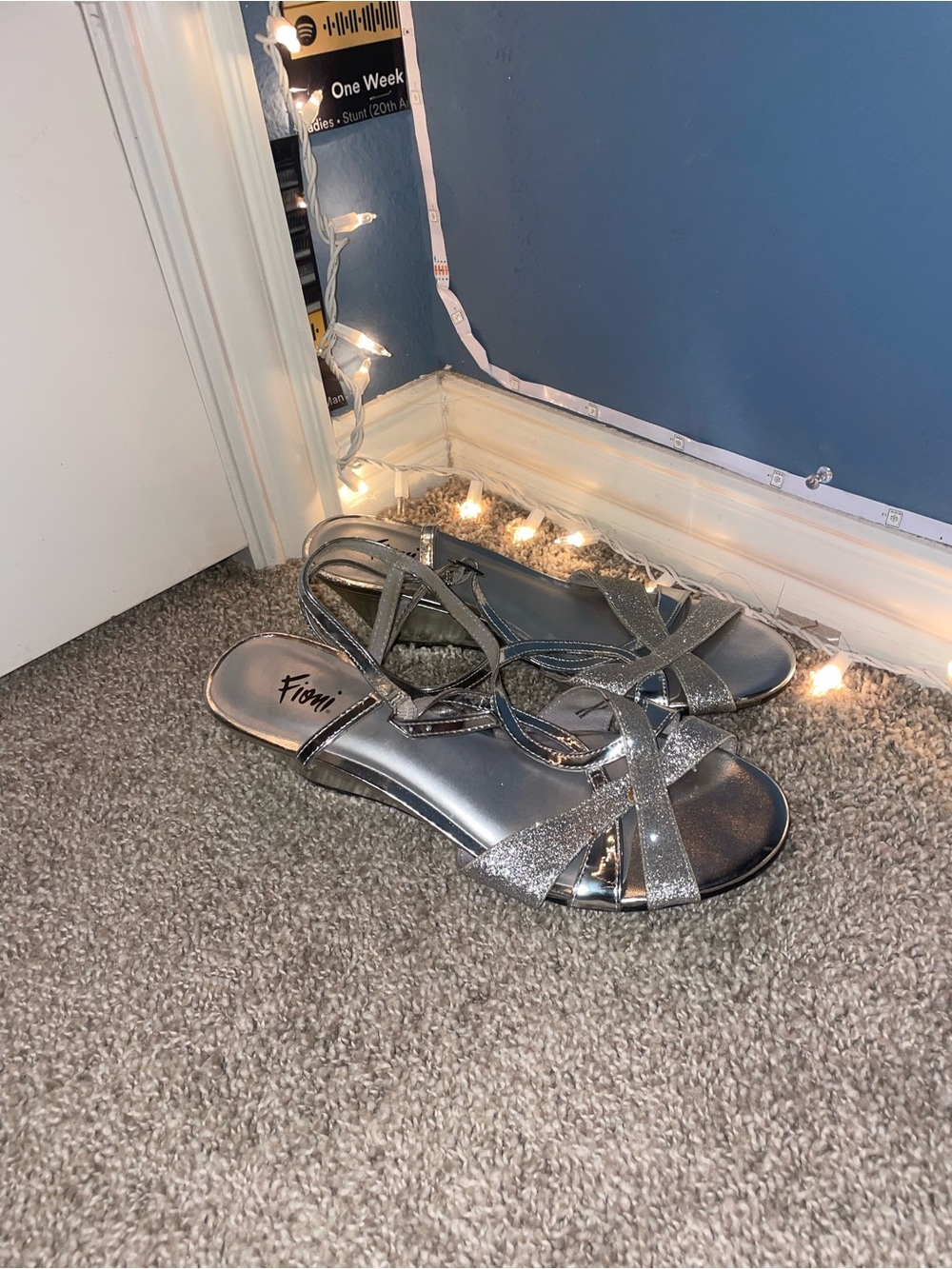 Fioti Silver Glitter Strappy Women's Sandals